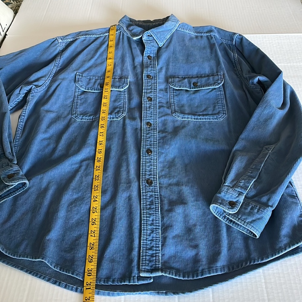 LL BEAN blue corduroy long sleeve button down shirt men’s size Large regular - Picture 11 of 13
